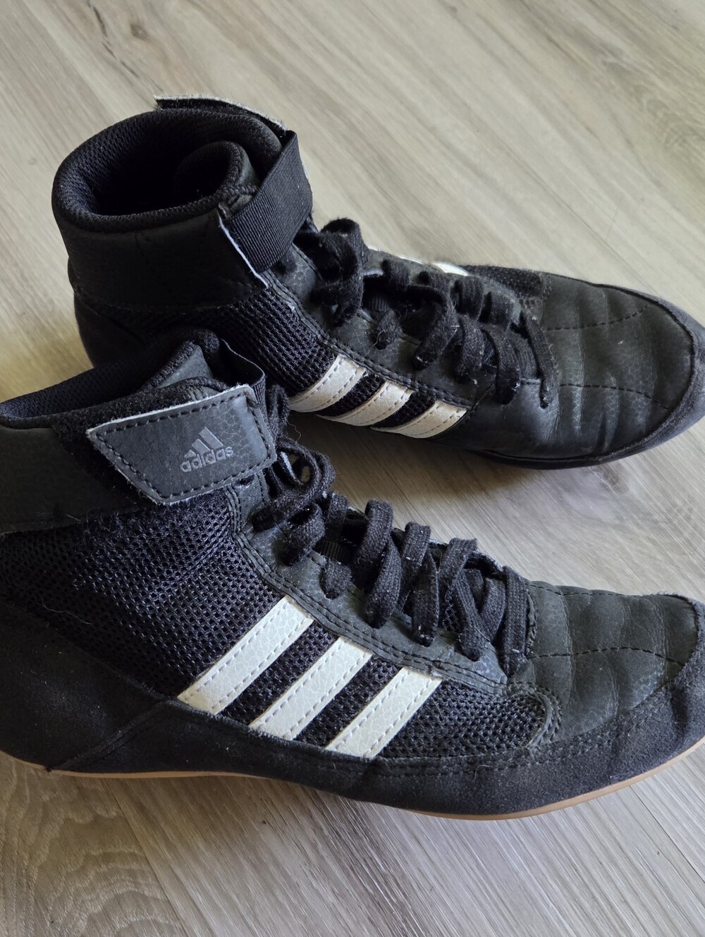 Adidas HVC AQ3325 Men's US 5.5‎ Black/White Suede Mesh Lace Up Wrestling Shoes - Picture 3 of 12
